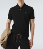 Moncler Leather-trimmed cotton piqué polo shirt