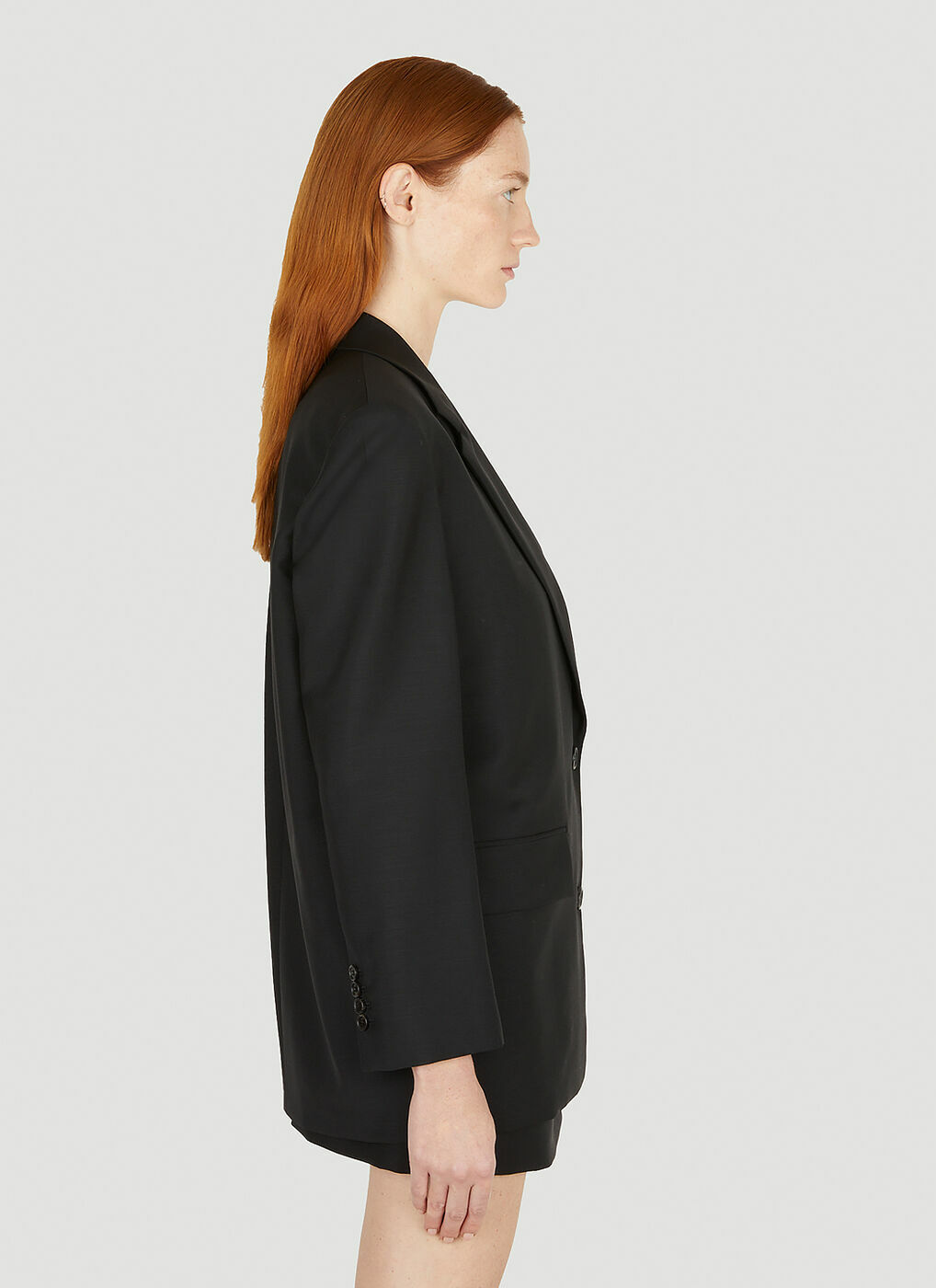 Logo Patch Suit Blazer in Black Prada