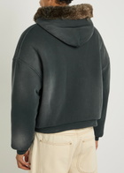 Picante Reversible Hooded Faux fur Cotton Jacket Black