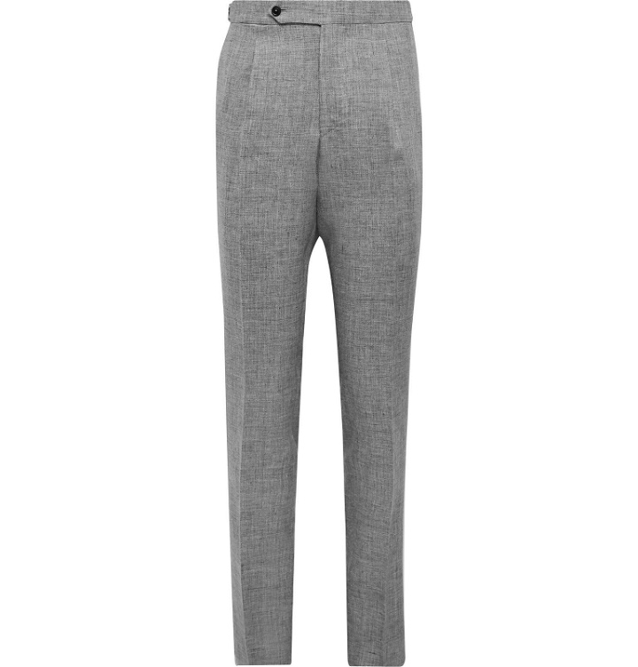 Photo: De Petrillo - Mergellina Slim-Fit Mélange Linen Suit Trousers - Gray
