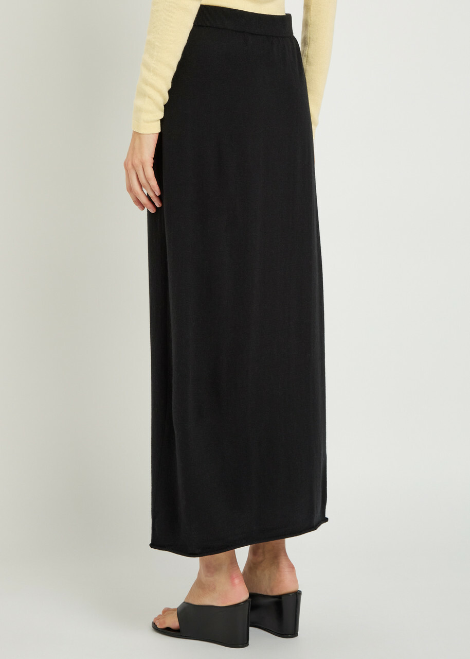 Lisa Yang Charlotta Cotton and Cashmere-blend Midi Skirt Black