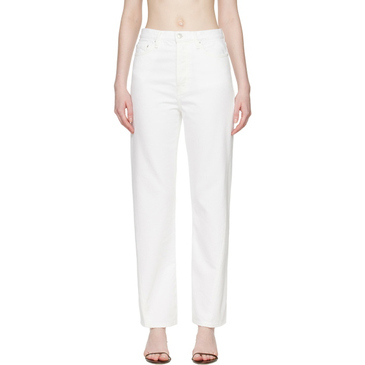 Photo: TOTEME White Twisted Seam Full Length Jeans