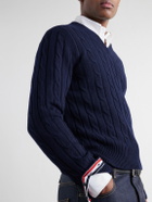 Thom Browne - 4-Bar Stripe Cable-Knit Cashmere Sweater - Blue