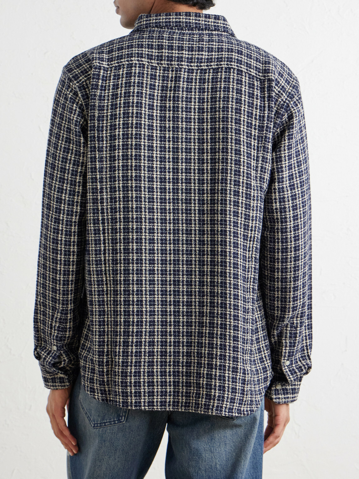 Corridor - Reverse Checked Cotton-Tweed Shirt - Blue