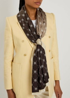 Tory Burch Monogram-print Silk Scarf - Brown - One Size