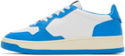 AUTRY White & Blue Medalist Low Sneakers