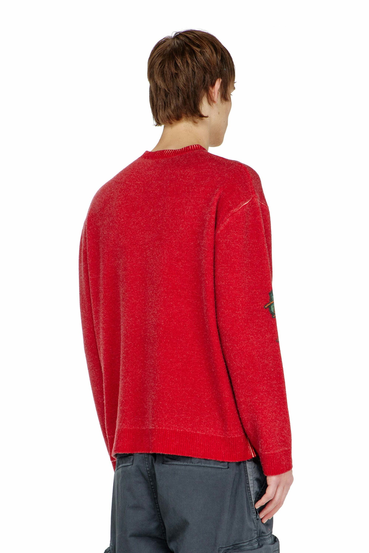 Diesel Wool jumper with printed patches - Knitwear Mens in Red