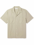 Mr P. - Michael Convertible-Collar Garment-Dyed Cotton and Linen-Blend Twill Shirt - Neutrals