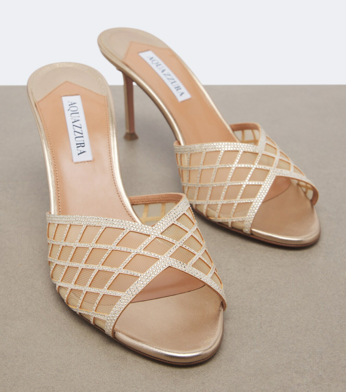 Aquazzura Lumiere embellished mesh mules