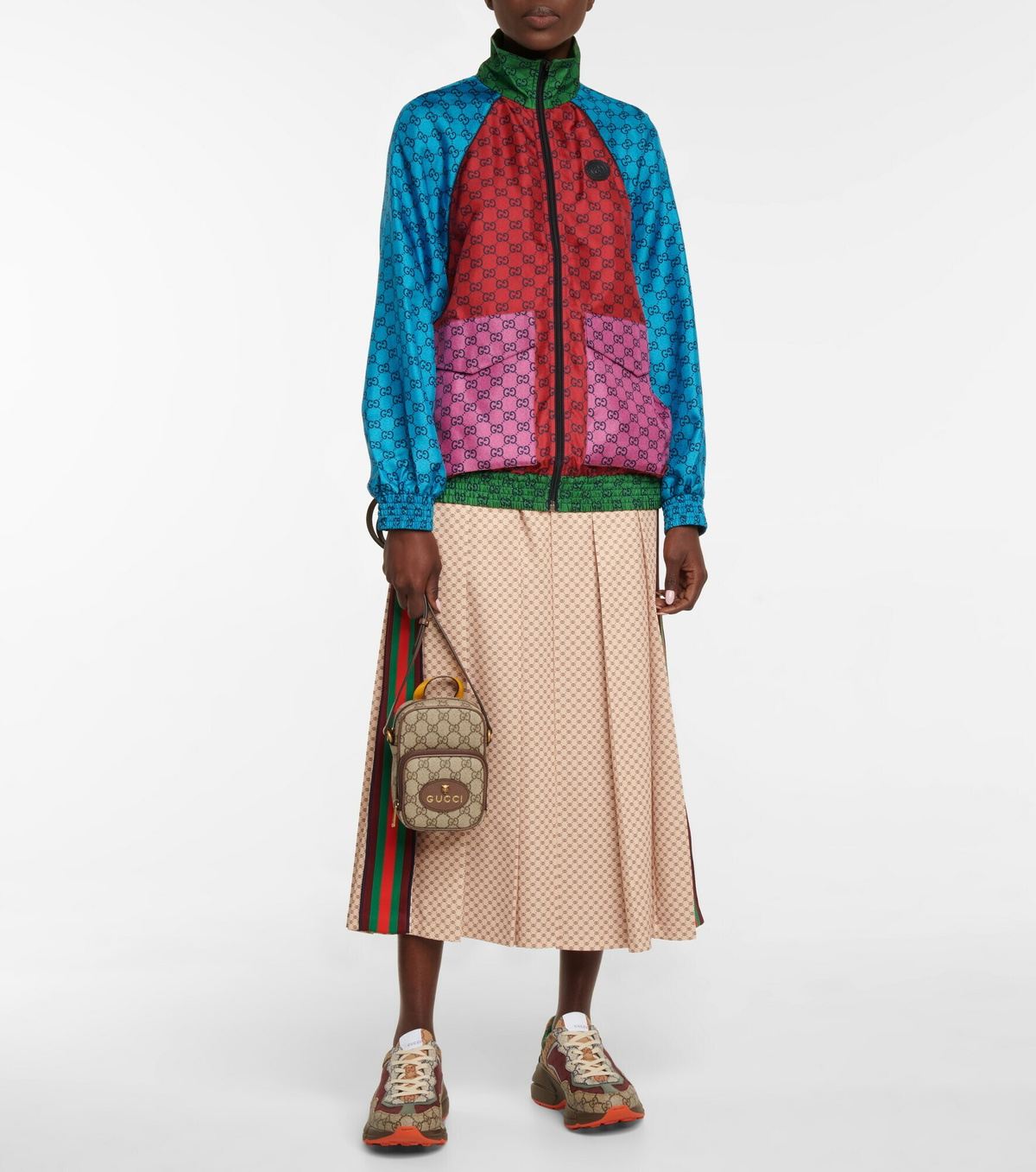 Gucci - GG Rhyton leather-trimmed sneakers