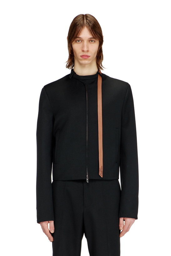 Photo: Diesel Tailored jacket with biker neck strap - Jackets Mens in Black