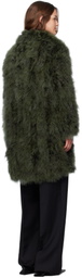 Yves Salomon Green Long Feather Coat