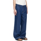 Merz b. Schwanen Blue 1940s Cotton Denim High Rise Wide Leg Chino Jeans