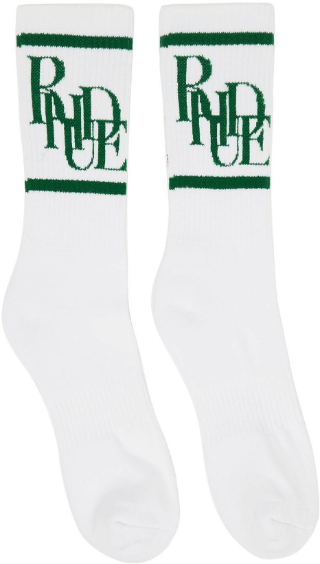 Photo: Rhude White & Green Scramble Logo Socks