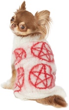 Ashley Williams White & Red Intarsia Pentagram Dog Sweater