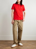 Valentino Garavani - Logo-Appliquéd Striped Cotton-Piqué Polo Shirt - Red