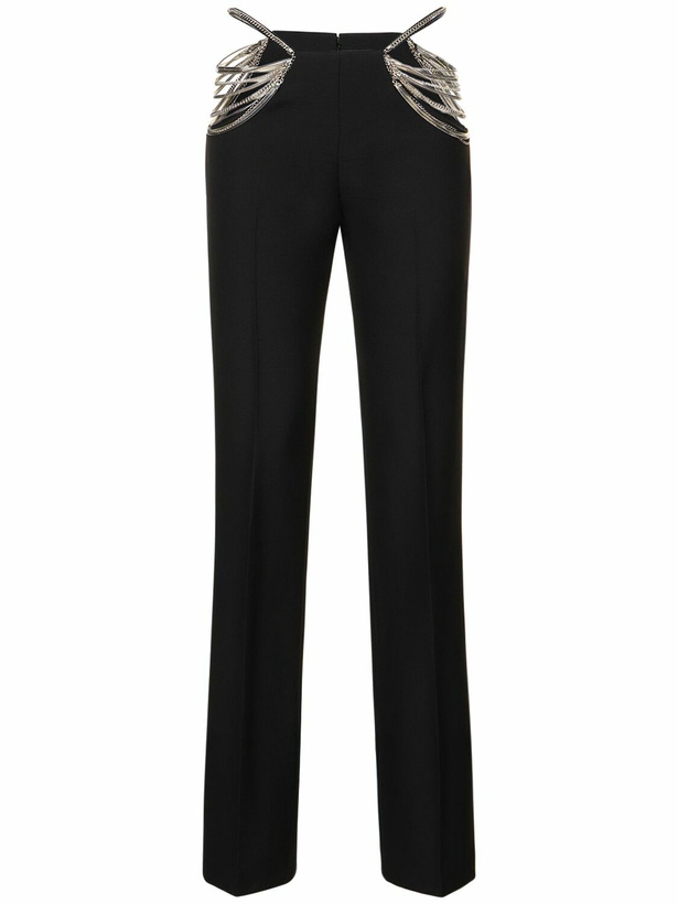 Photo: STELLA MCCARTNEY - Straight Wool Pants W/ Chain Details