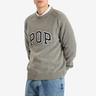 Pop Trading Company Men's Knitted Arch Logo Crew Sweater in Grey Heather