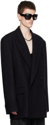 Dries Van Noten Black Double-Breasted Blazer