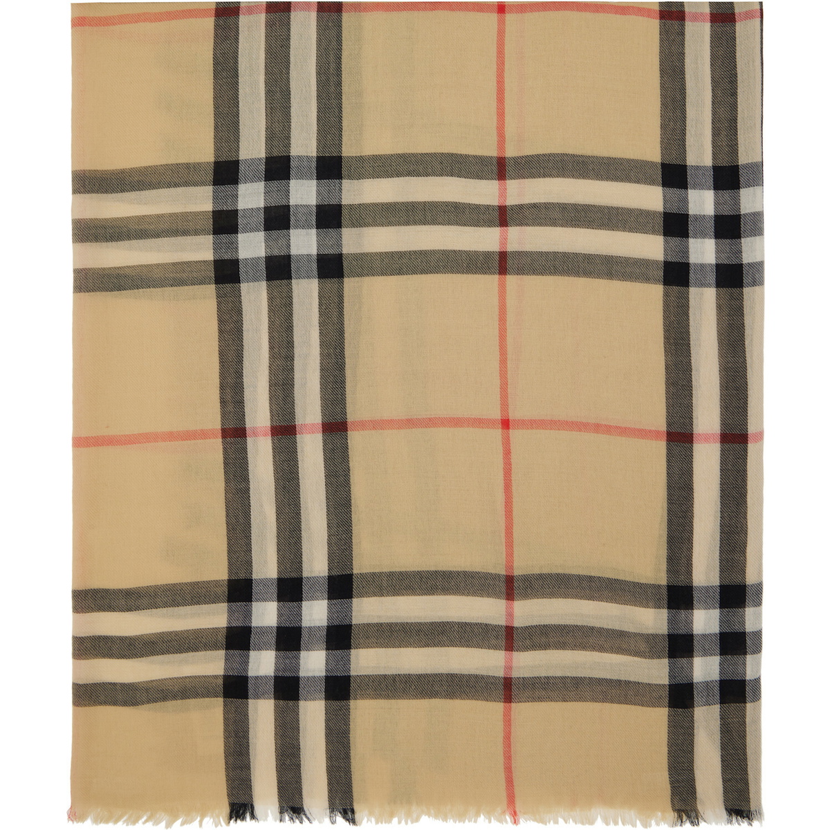 Burberry Beige Check Wool Scarf