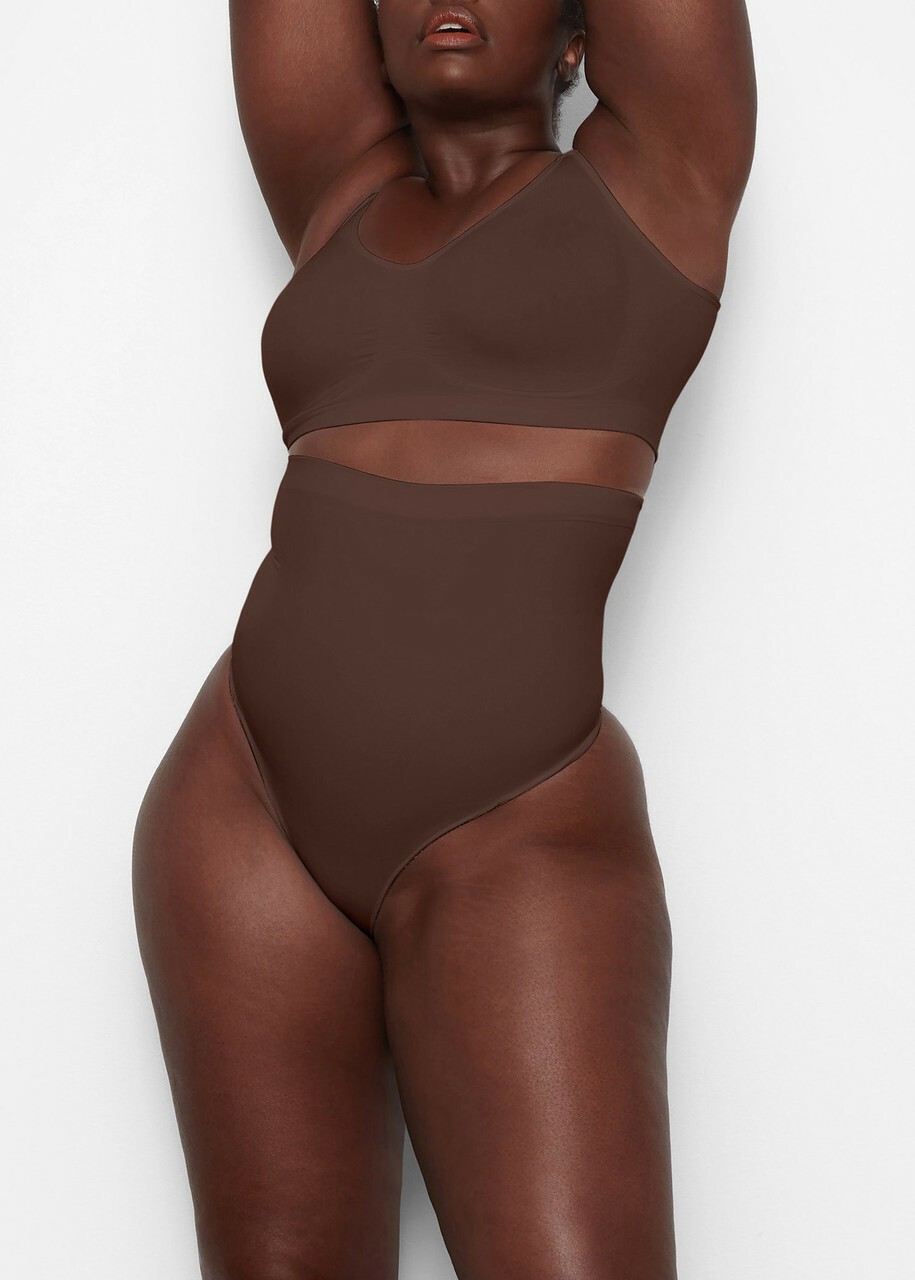 Skims Seamless Sculpt High-waisted Thong Brown