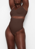 Skims Seamless Sculpt High-waisted Thong Brown
