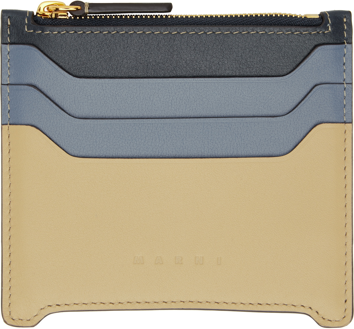 Marni Blue & Beige Leather Trunkaroo Card Holder