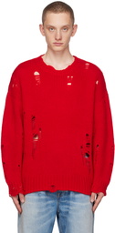 R13 Red Distressed Sweater