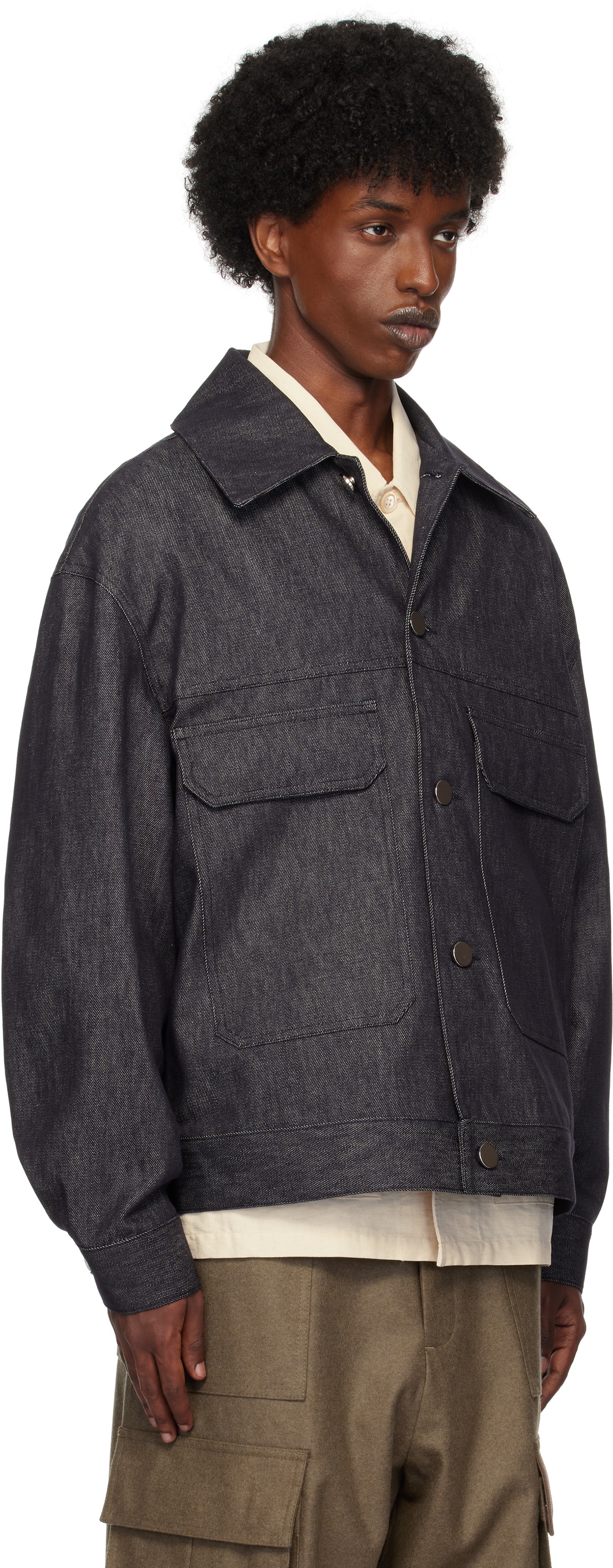 Lownn Navy Denim Workwear Jacket