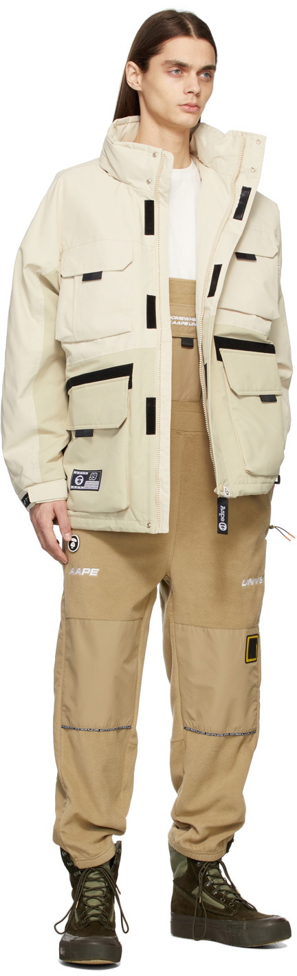 AAPE by A Bathing Ape Beige Fleece Logo Overalls