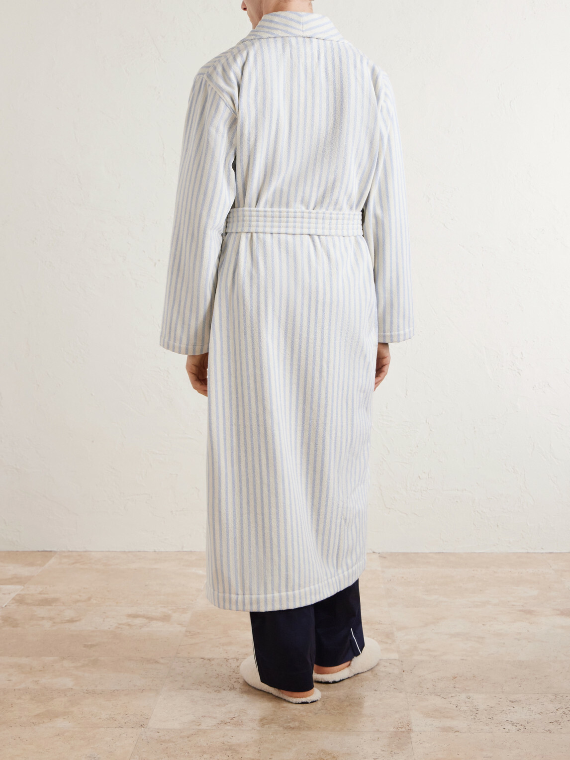 TEKLA - Belted Striped Organic Cotton-Terry Robe - Neutrals