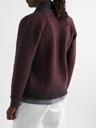 Inis Meáin - Shawl-Collar Ribbed Donegal Merino Wool and Cashmere-Blend Cardigan - Burgundy