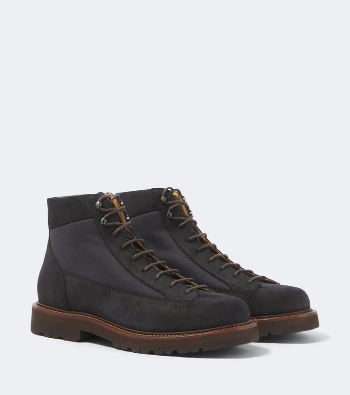 Photo: Brunello Cucinelli Suede-trimmed lace-up boots