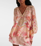 Camilla Blossoms and Brushstrokes floral silk blouse