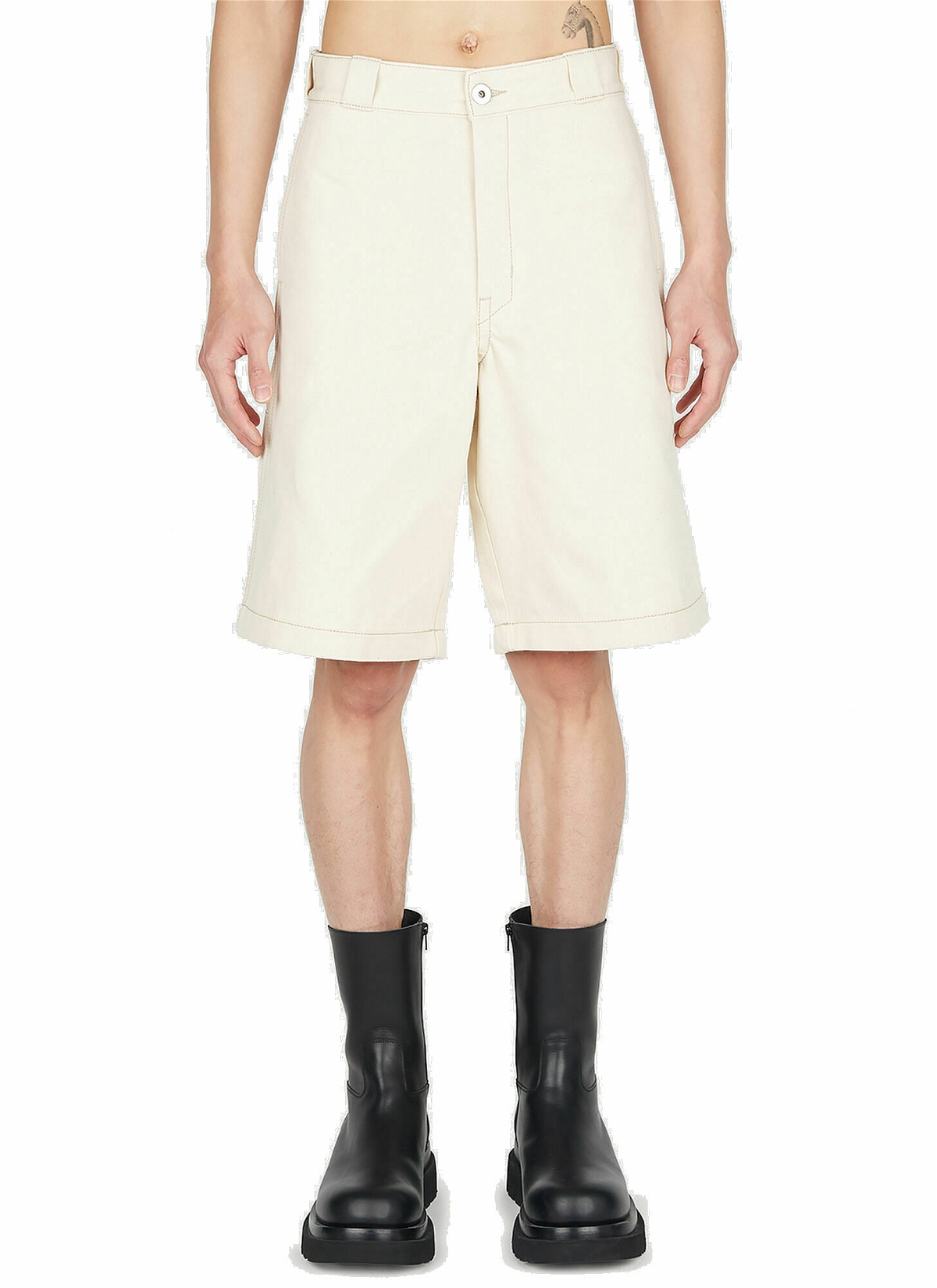 Photo: Prada - Bull Denim Shorts in Cream