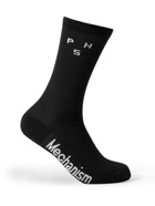 Pas Normal Studios - Control Logo-Intarsia Merino Wool-Blend Piqué Cycling Socks - Black