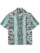 KAPITAL - Camp-Collar Printed Cupro and Silk-Blend Shirt - Blue