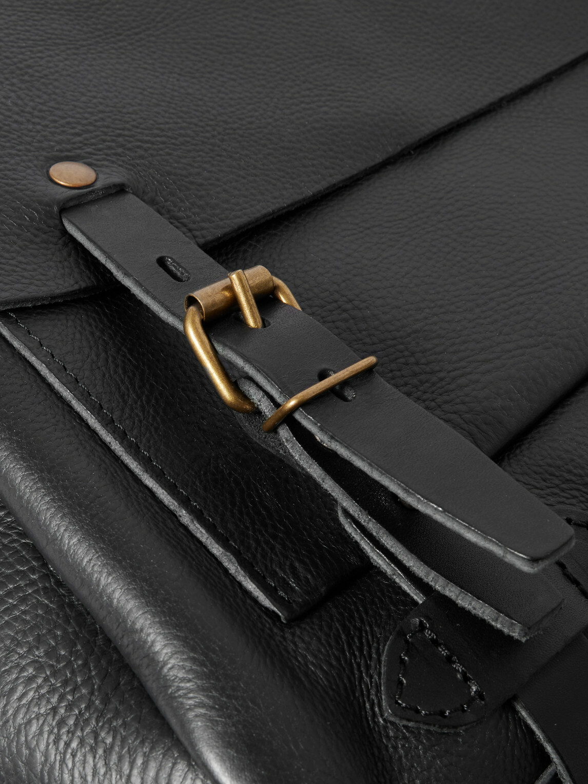 Bleu de Chauffe - Éclair Full-Grain Leather Messenger Bag - Black