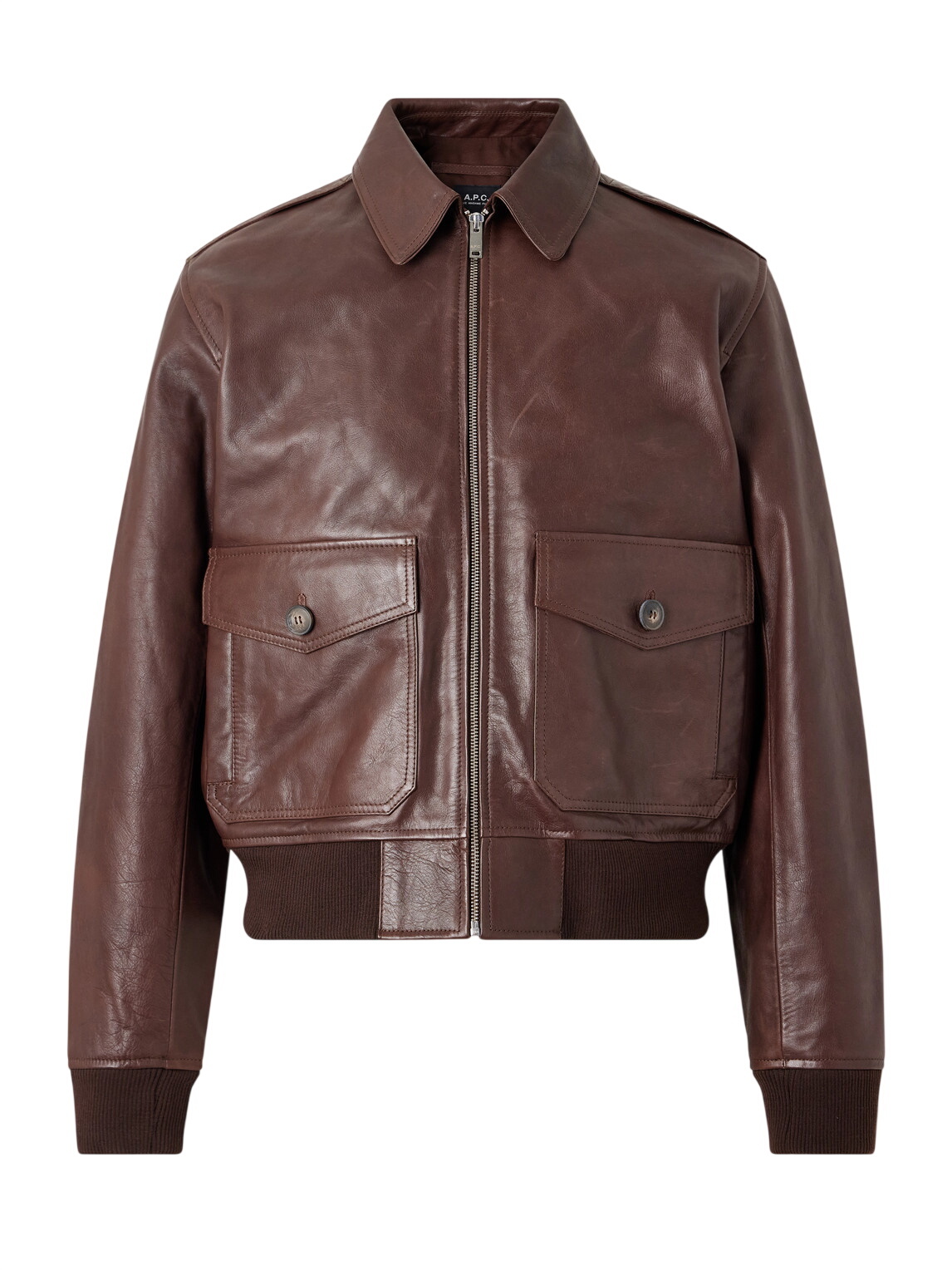A.P.C. No Fun Leather Jacket A.P.C.