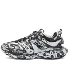 Balenciaga Men's Track 3 Graffiti Sneakers in Black/White