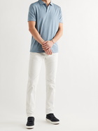 LORO PIANA - Cotton and Silk-Blend Piqué Polo Shirt - Blue