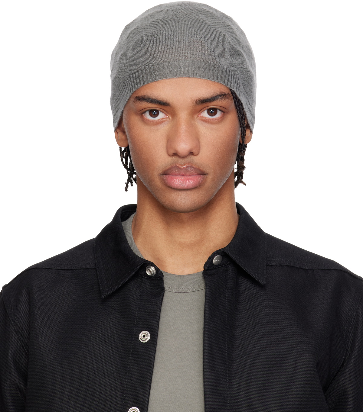 Rick Owens Gray Ribbed Beanie Rick Owens