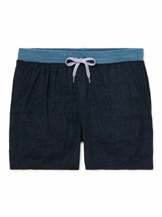 Photo: Paul Smith - Towelling Lounge Colour-Block Terry Drawstring Shorts - Blue