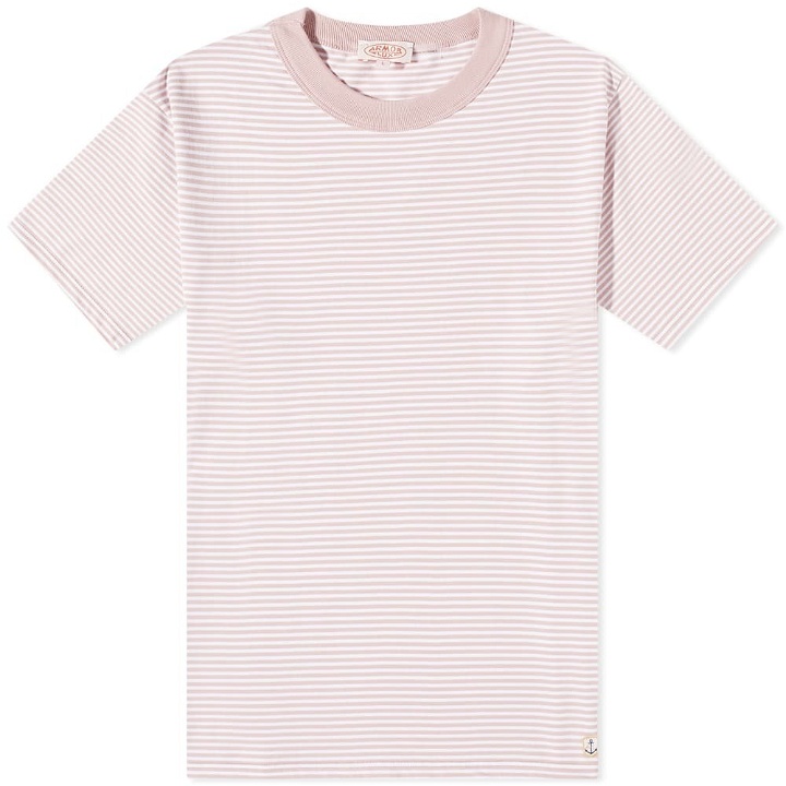 Photo: Armor-Lux Men's Fine Stripe T-Shirt in Pink/White