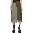 Sacai Khaki Pleated Suiting Skirt