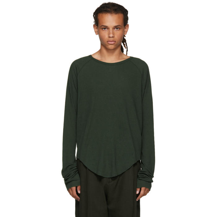 Haider Ackermann Green Long Sleeve Ribbed T-Shirt Haider Ackermann