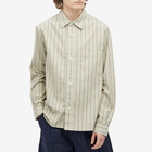 MHL by Margaret Howell Men's Overall Stripe Overshirt in Stone/Navy/Bark