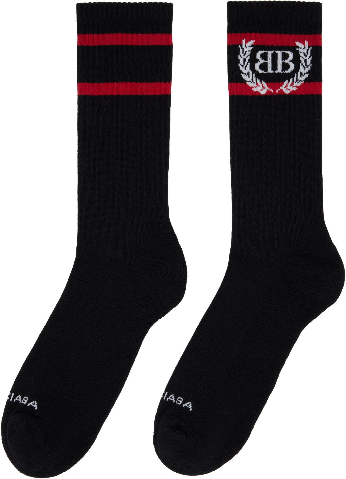 Balenciaga Black & Red Laurel Classic Socks