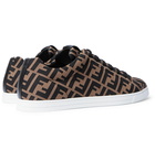 Fendi - Leather-Trimmed Logo-Jacquard Mesh Sneakers - Brown