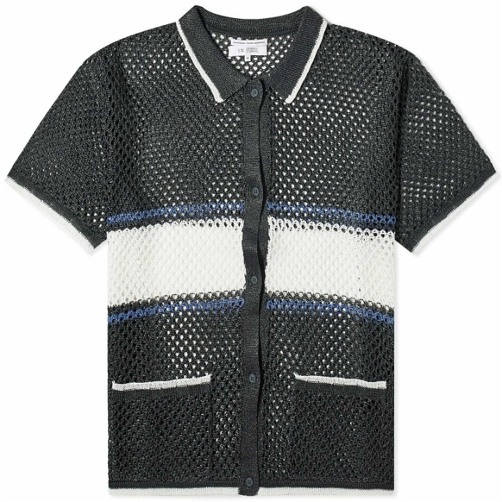 Photo: F/CE. Men's Mesh Knitted Short Sleeve Shirt in Charcoal